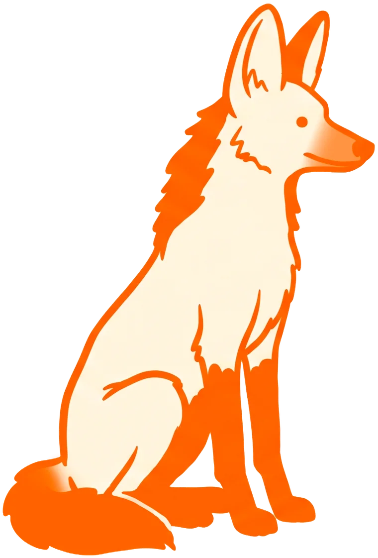 Ilustração do guará, mascote da Guará, sentado e olhando à frente